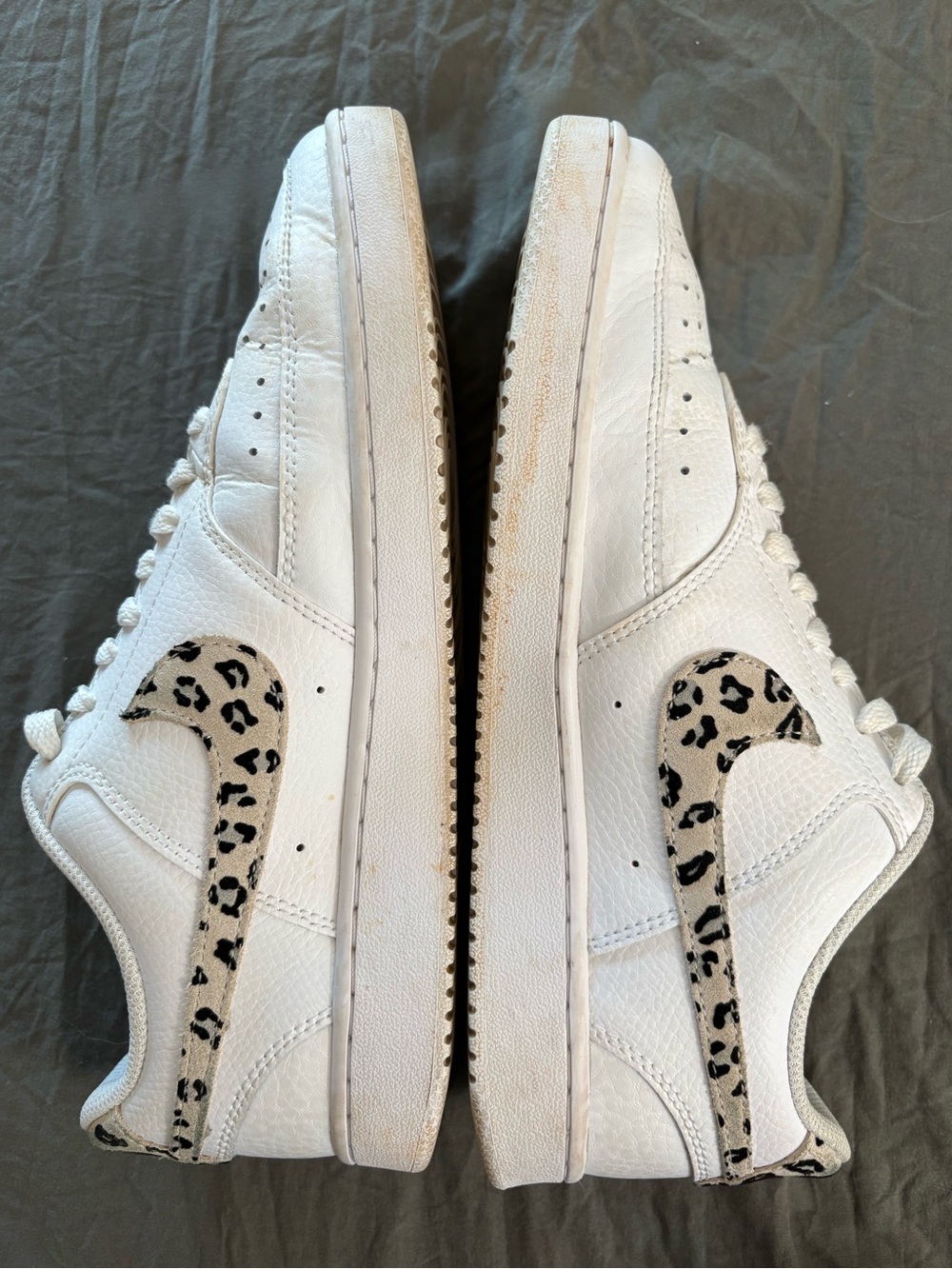 Nike Court Vision Low Leopard Swoosh White Leather. Size 9.5. - Picture 10 of 14